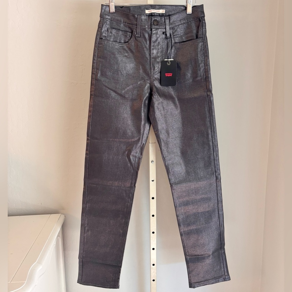 Levi's Shine Til Dawn 724 High-Rise Coated Straight Stretch Jeans Sz 27x32 NWT